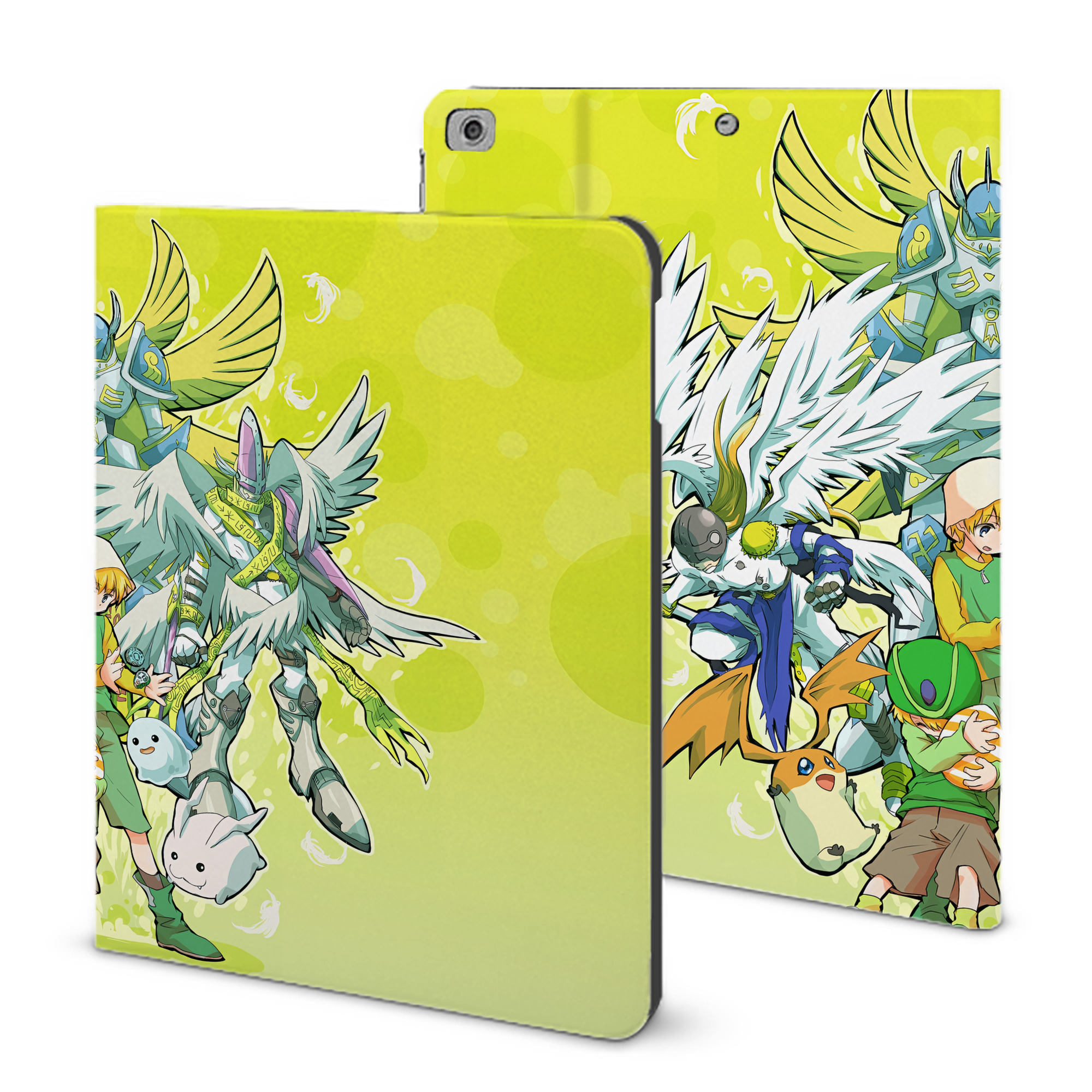 （画像用） Digimon デジタルモンスター/デジモン IPad ケース ブック型 PUレザー TPU 耐衝撃 軽量 薄型 ペン収納なし 全面保護 IPad 各モデル対応